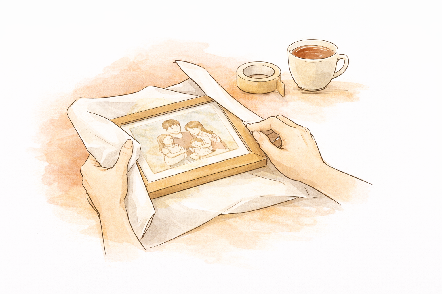 Children helping with packing boxes for moving day