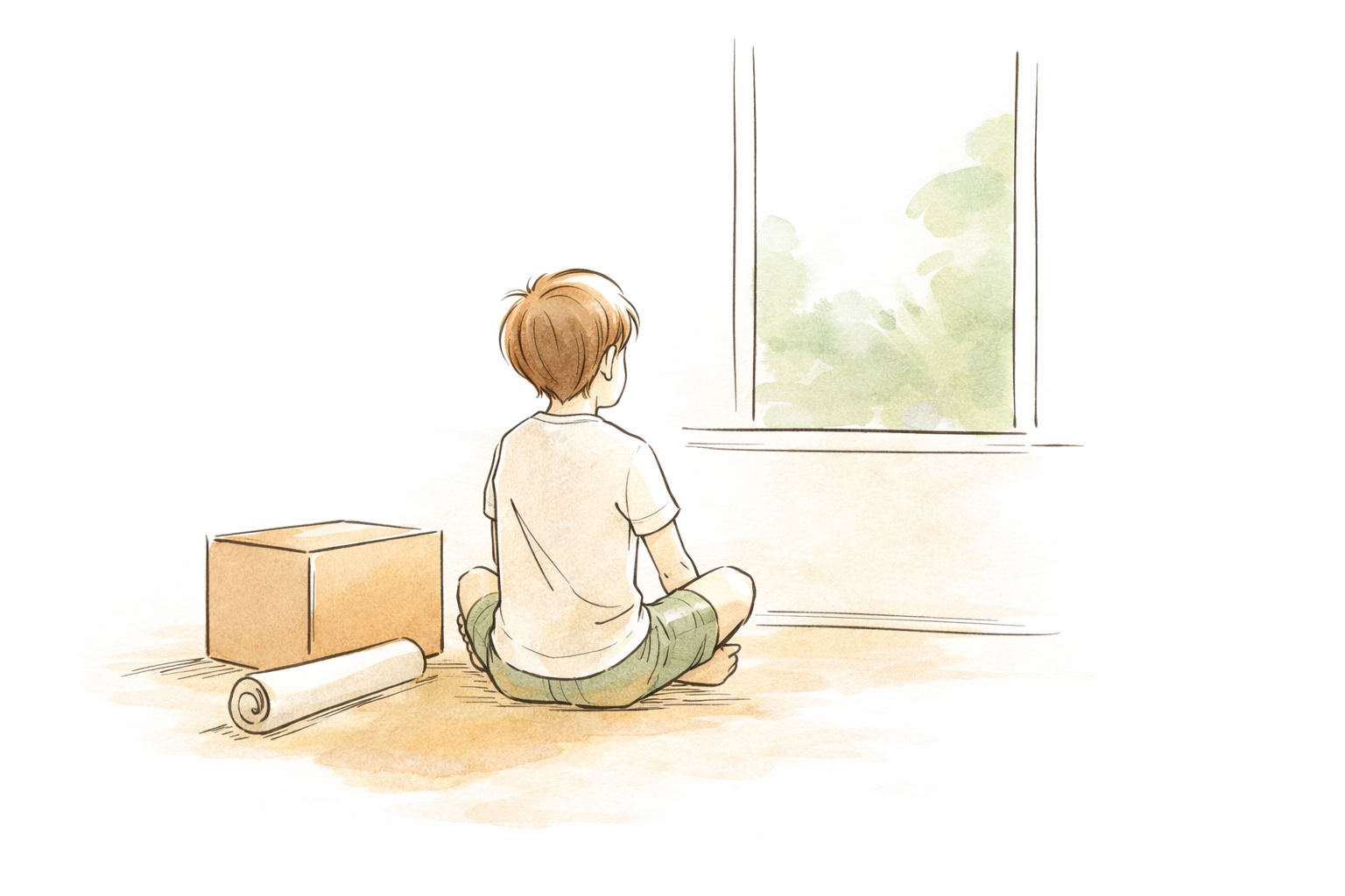 Pre-teen helping with the family house move