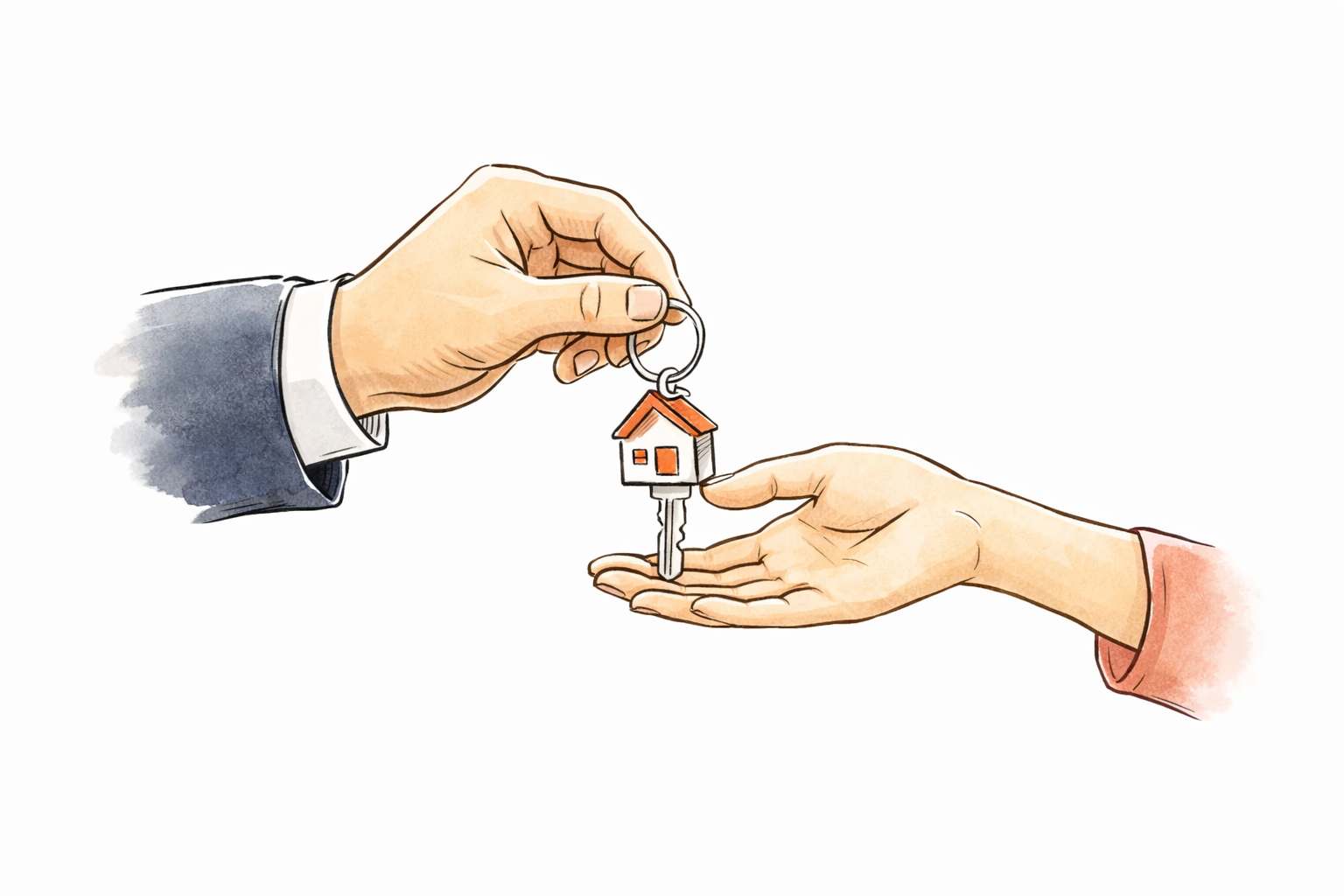 House keys being handed over on moving day