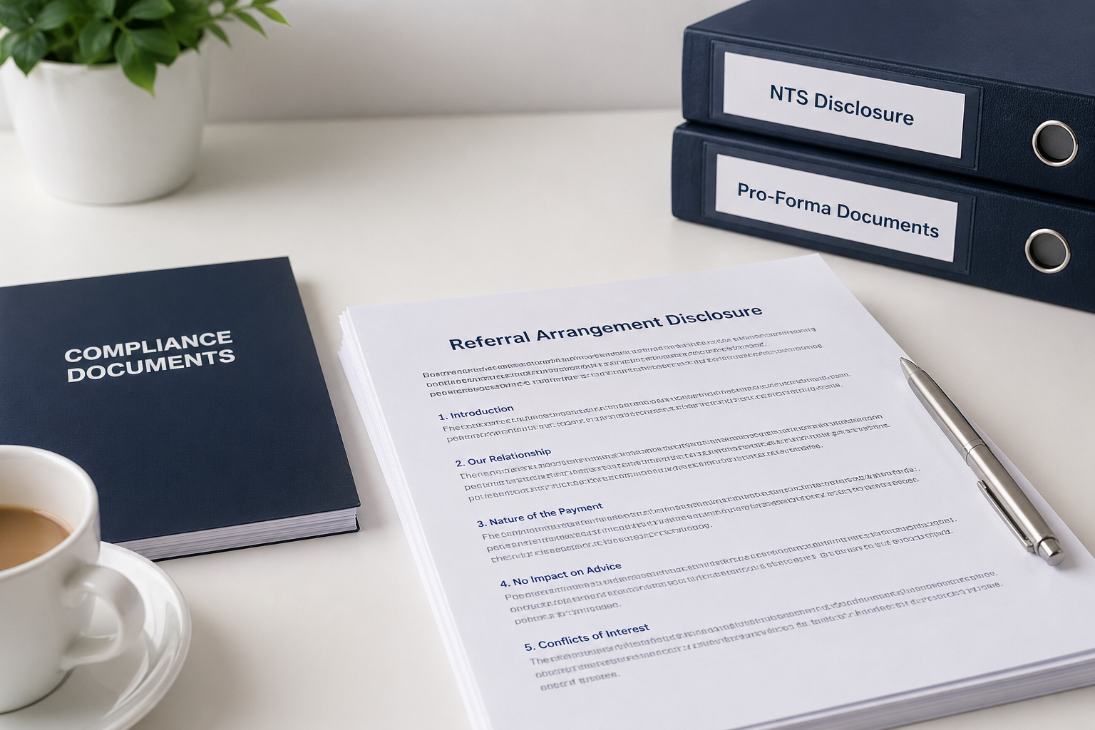 NTS-compliant disclosure pack and referral-arrangement documents for estate agents