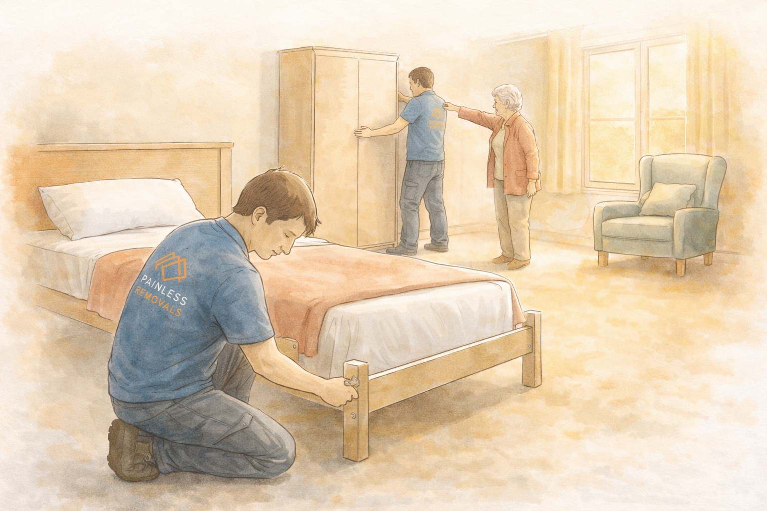 Furniture carefully placed in care home room exactly where resident wants it